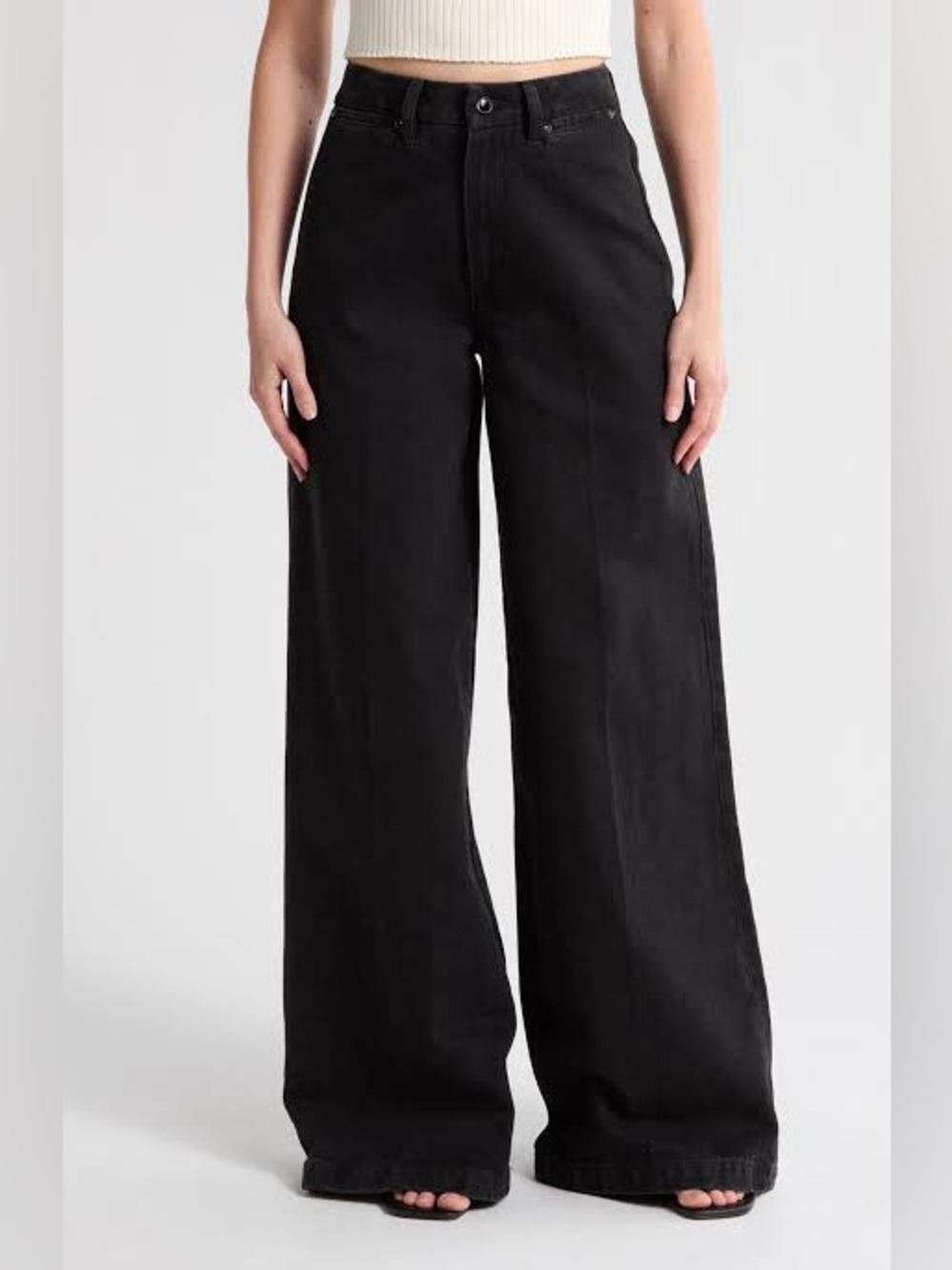 PAIGE Portia High Rise Wide Leg Jeans Deep Caviar 31 NWOT - Picture 1 of 8